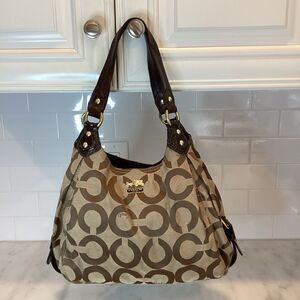 Coach Madison Maggie Mia Optic beige Canvas C Logo Hobo